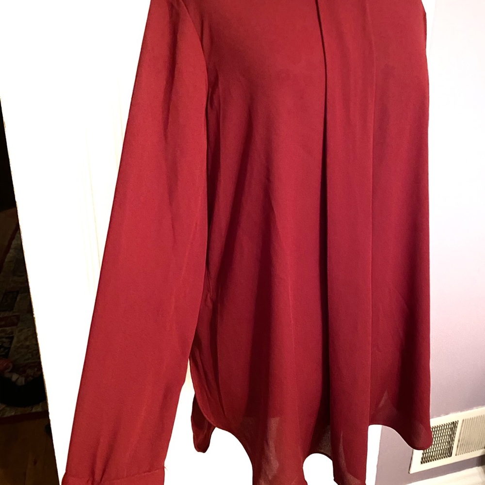 Vince Camuto Deep Red Front Drape Blouse - Picture 2 of 7